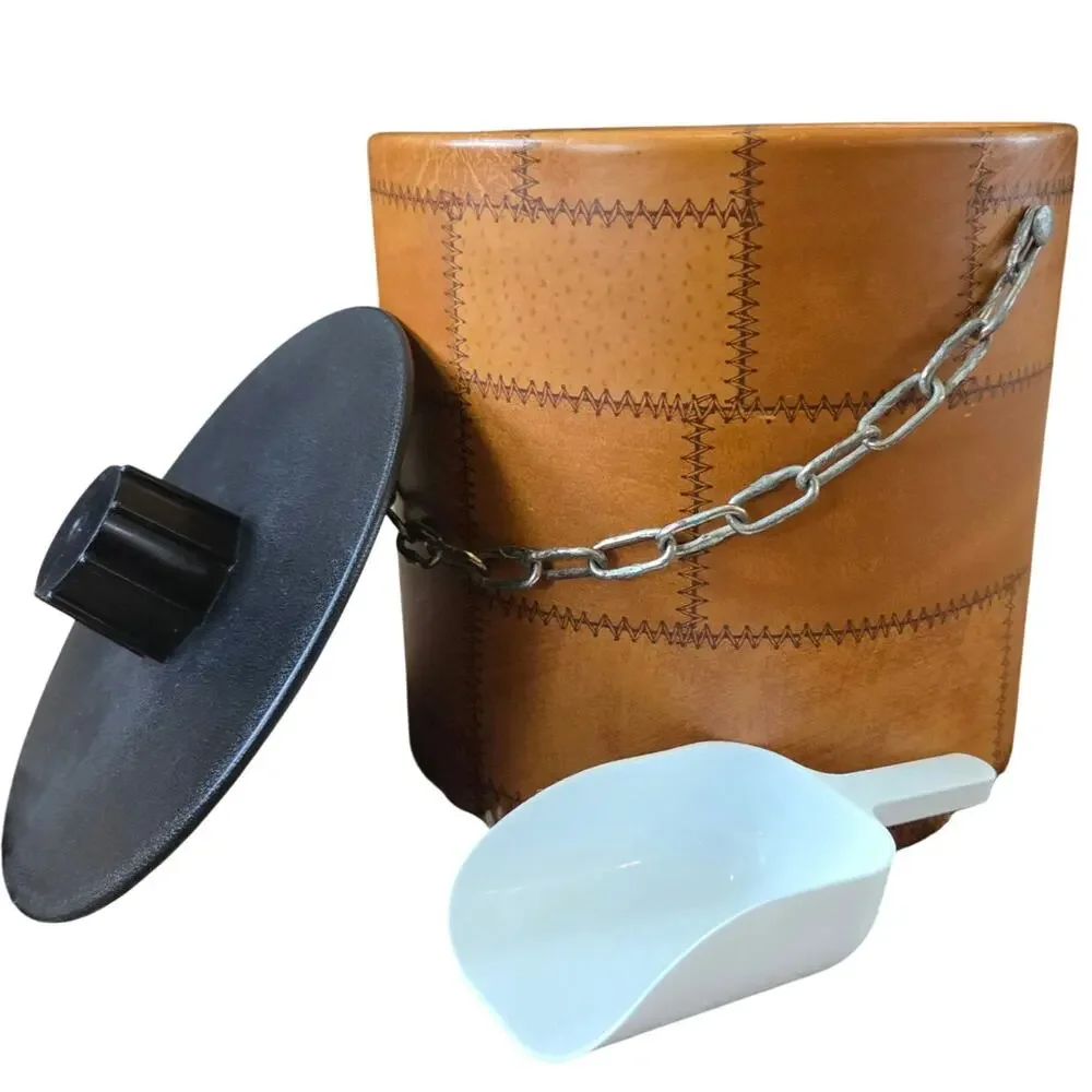 Vintage IRVINWARE Retro patchwork ice bucket with scoop USA